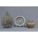 Three Chinese Liao Dynasty Style white metal items.