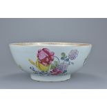 A Large Chinese 18th Century Famille Rose Porcelain Punch Bowl