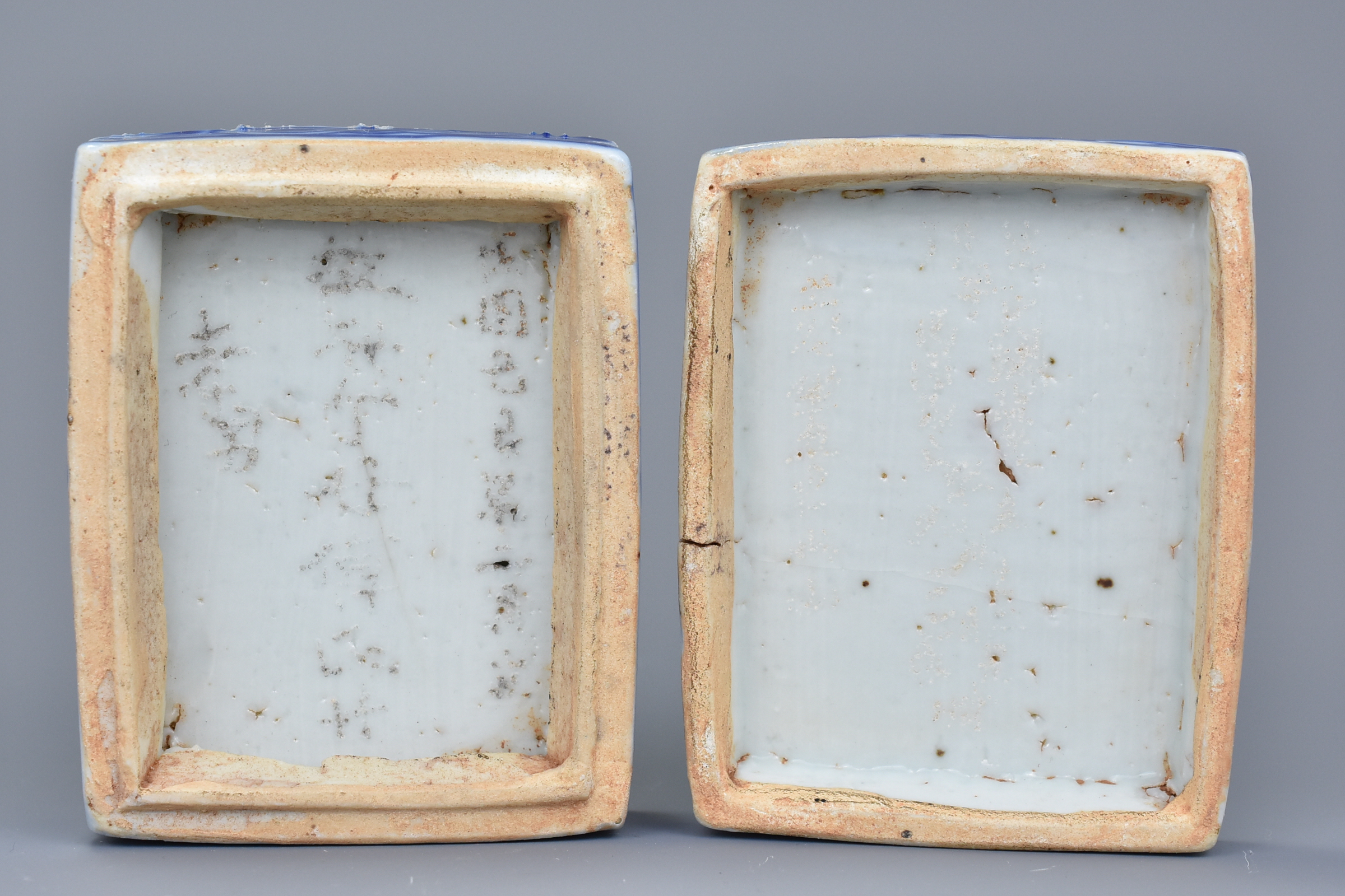 Two Chinese Blue & White Inscribed Porcelain Boxes – 19th / Early 20th Century - Image 8 of 8