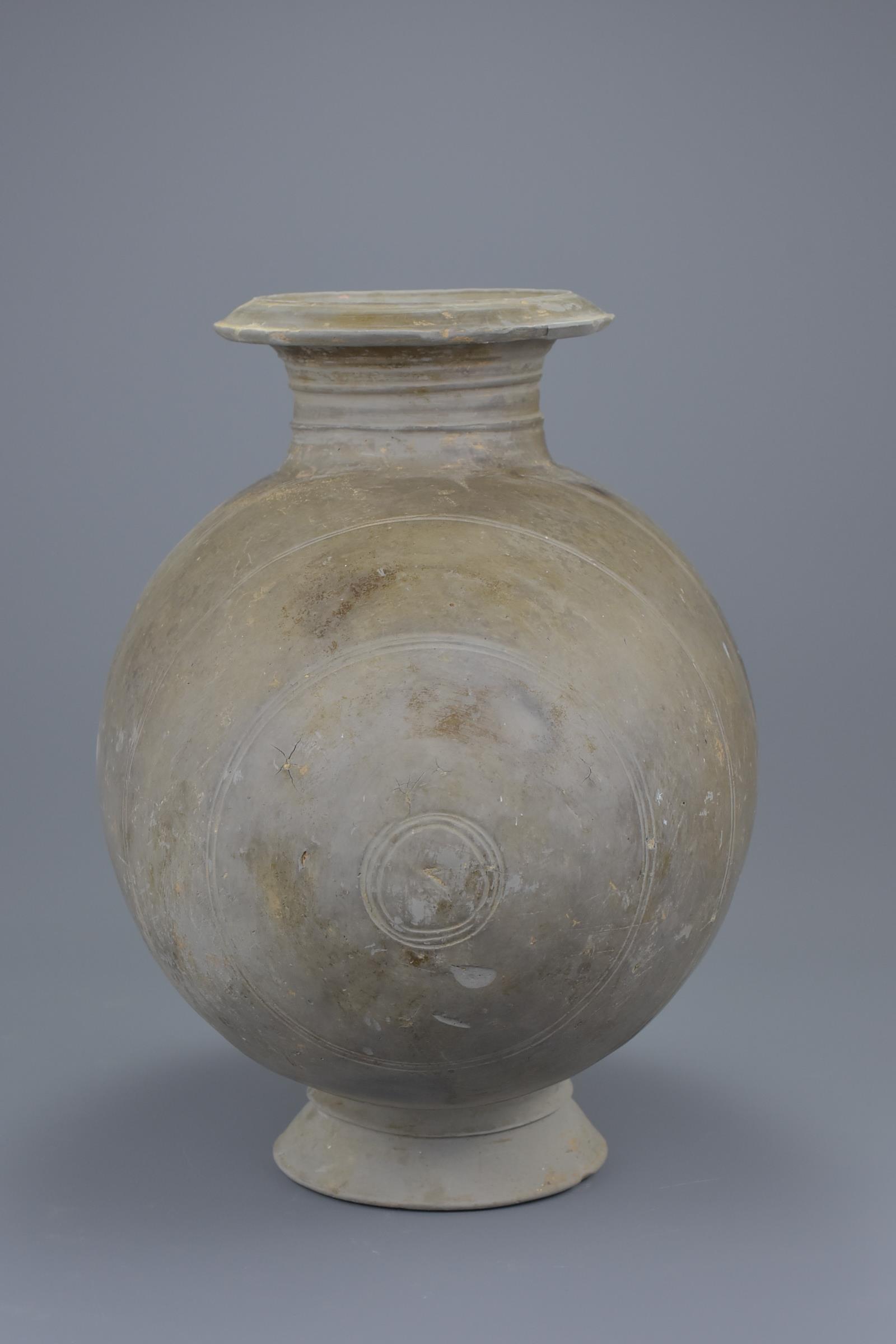 A Large Chinese Western Han Dynasty Pottery Cocoon Jar - Image 3 of 9