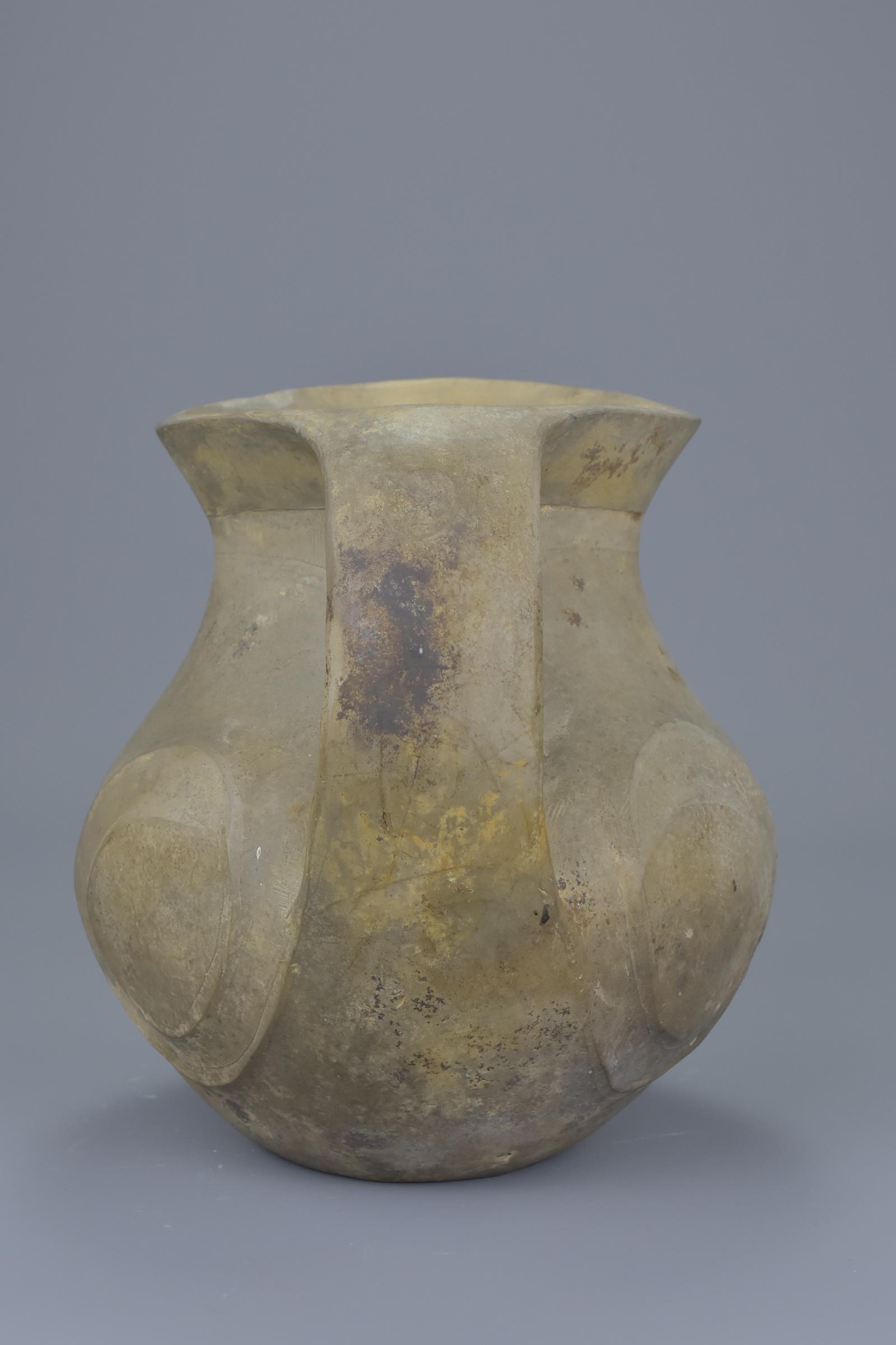 A Chinese Han Dynasty Twin-Handled Pottery Amphora - Image 3 of 7