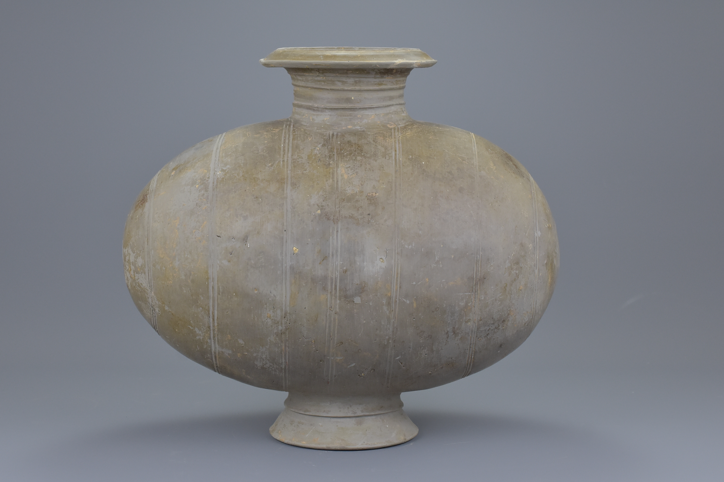 A Large Chinese Western Han Dynasty Pottery Cocoon Jar - Image 2 of 9