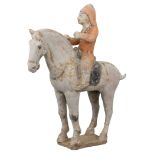 A Chinese Tang Dynasty Painted Pottery Horse & Rider