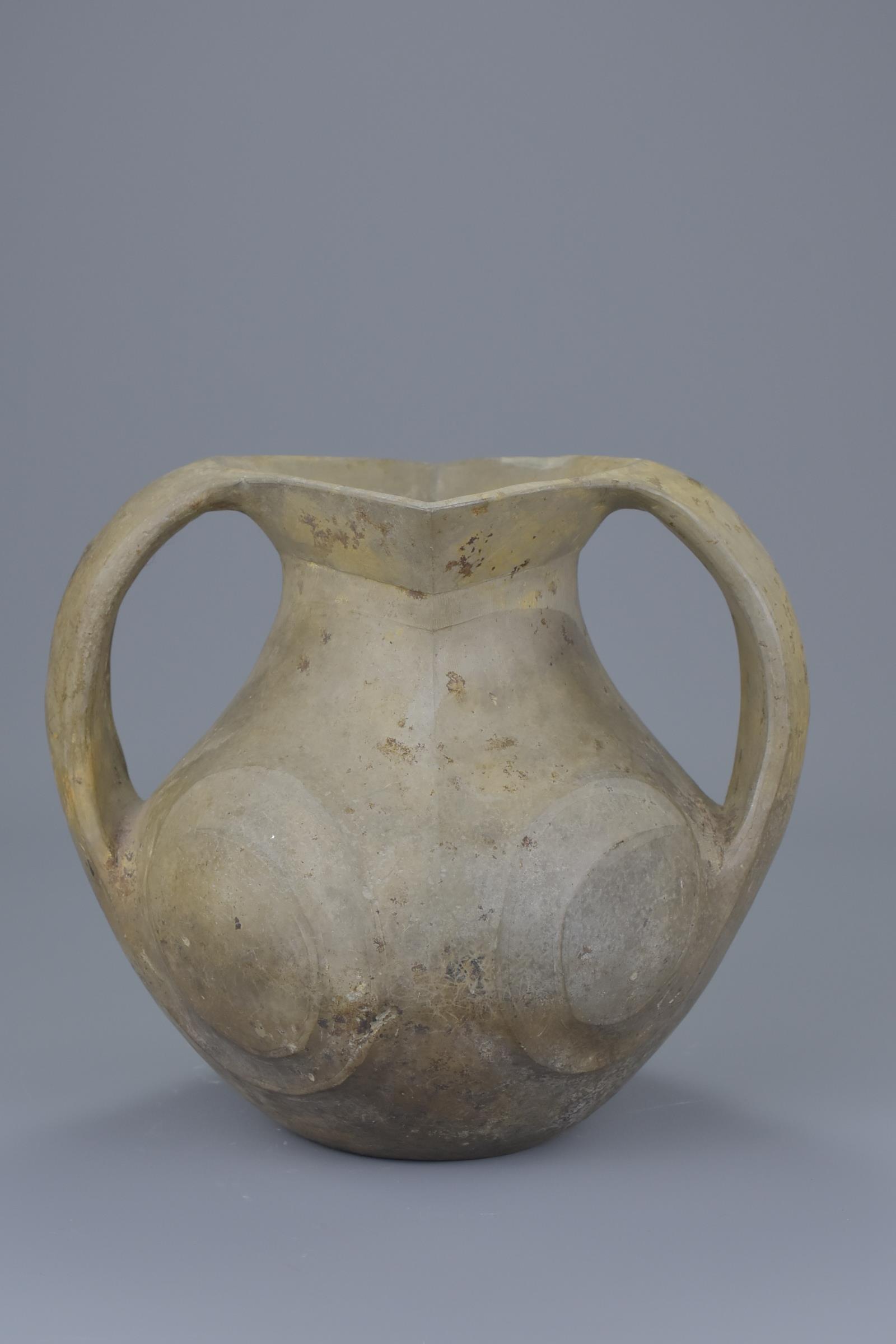 A Chinese Han Dynasty Twin-Handled Pottery Amphora - Image 4 of 7