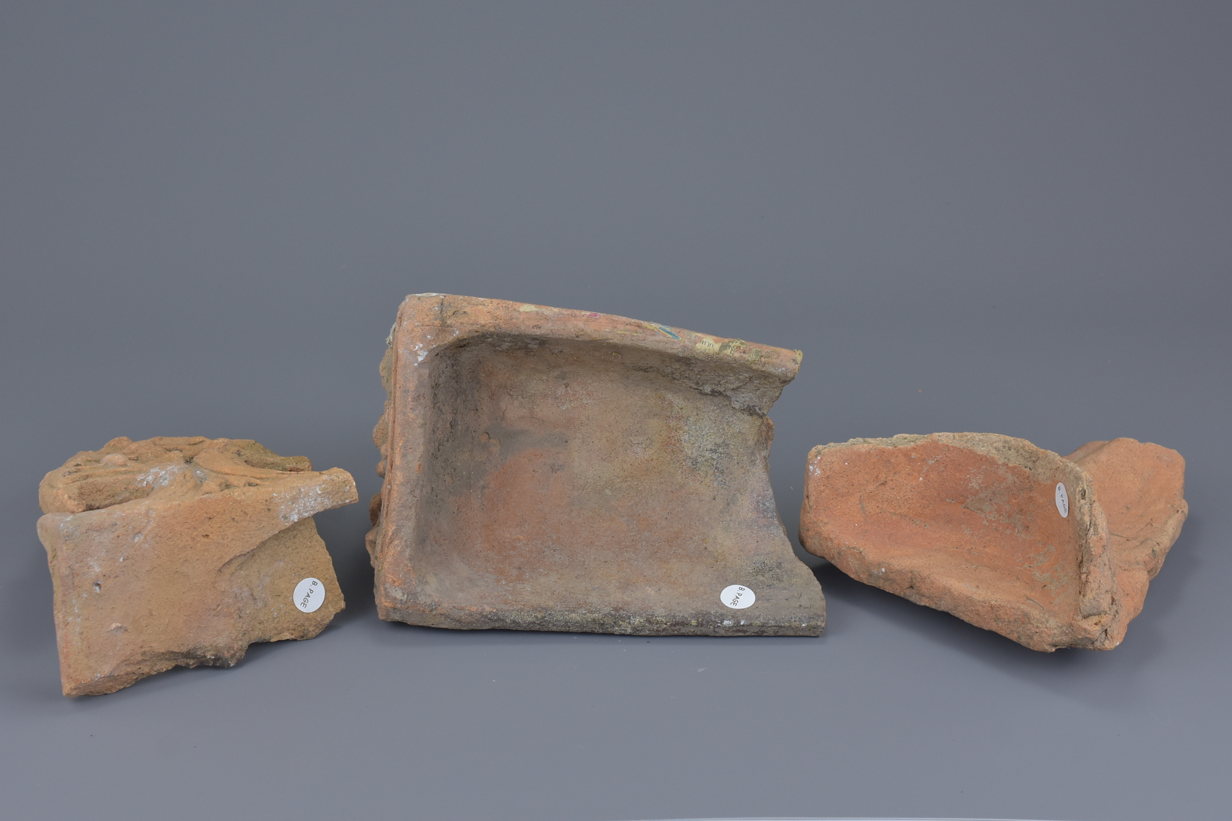 Three Thai 15th Century Buddhist Pottery Roof Tiles Ends - Image 7 of 7