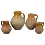 Four English Country Pottery Jugs / Pitchers – Verwood – 19th Century.