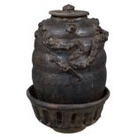 A Rare Chinese Song Dynasty Dragon Jar with Stand & Cover