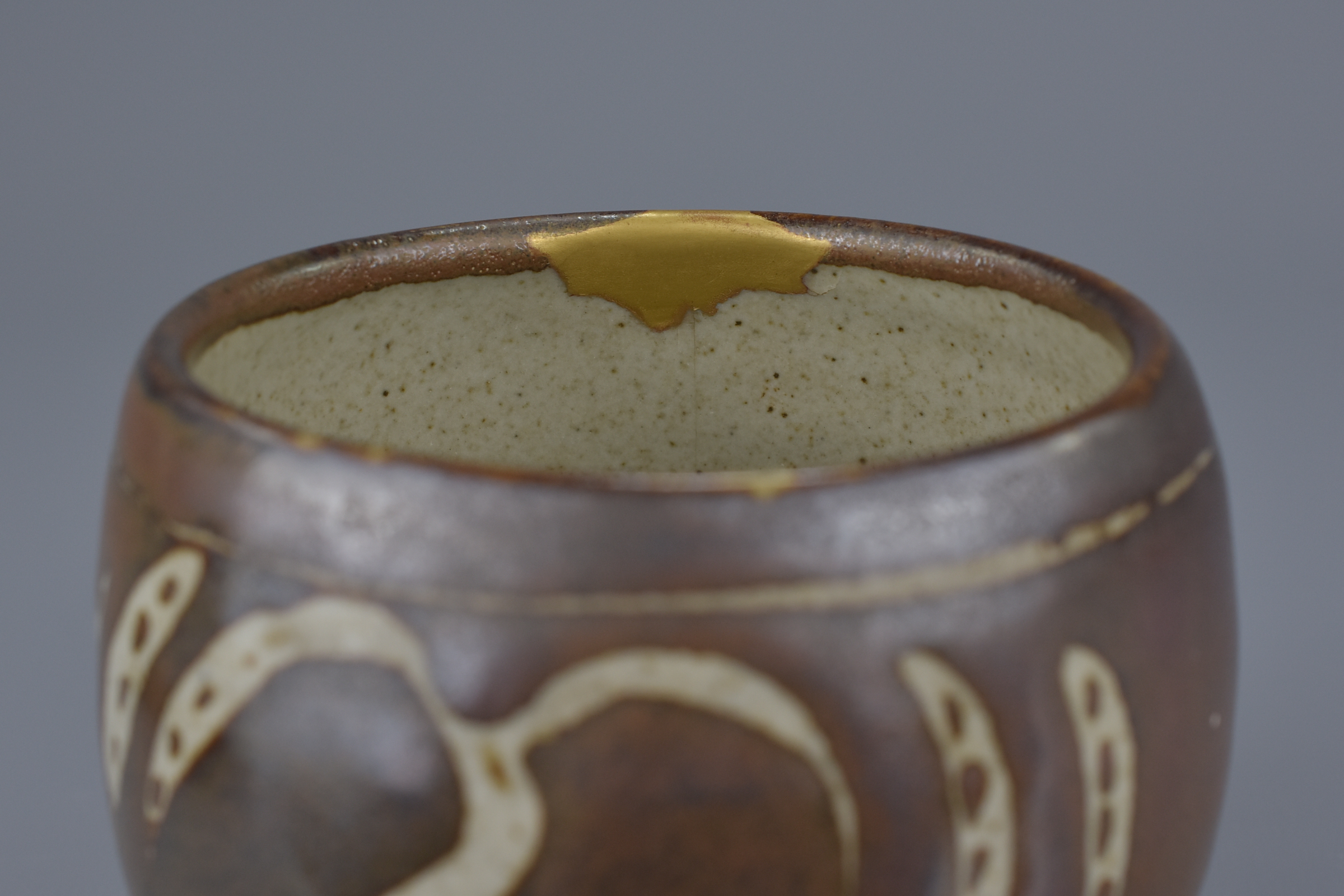 A Studio Pottery Jar, St. Ives, Bernard Leach with Gold Kintsugi Repair - Image 8 of 16