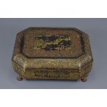 A Chinese 19th C. gilt and lacquer games box