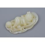 Chinese 19th Century Carved Celadon Jade Pendant