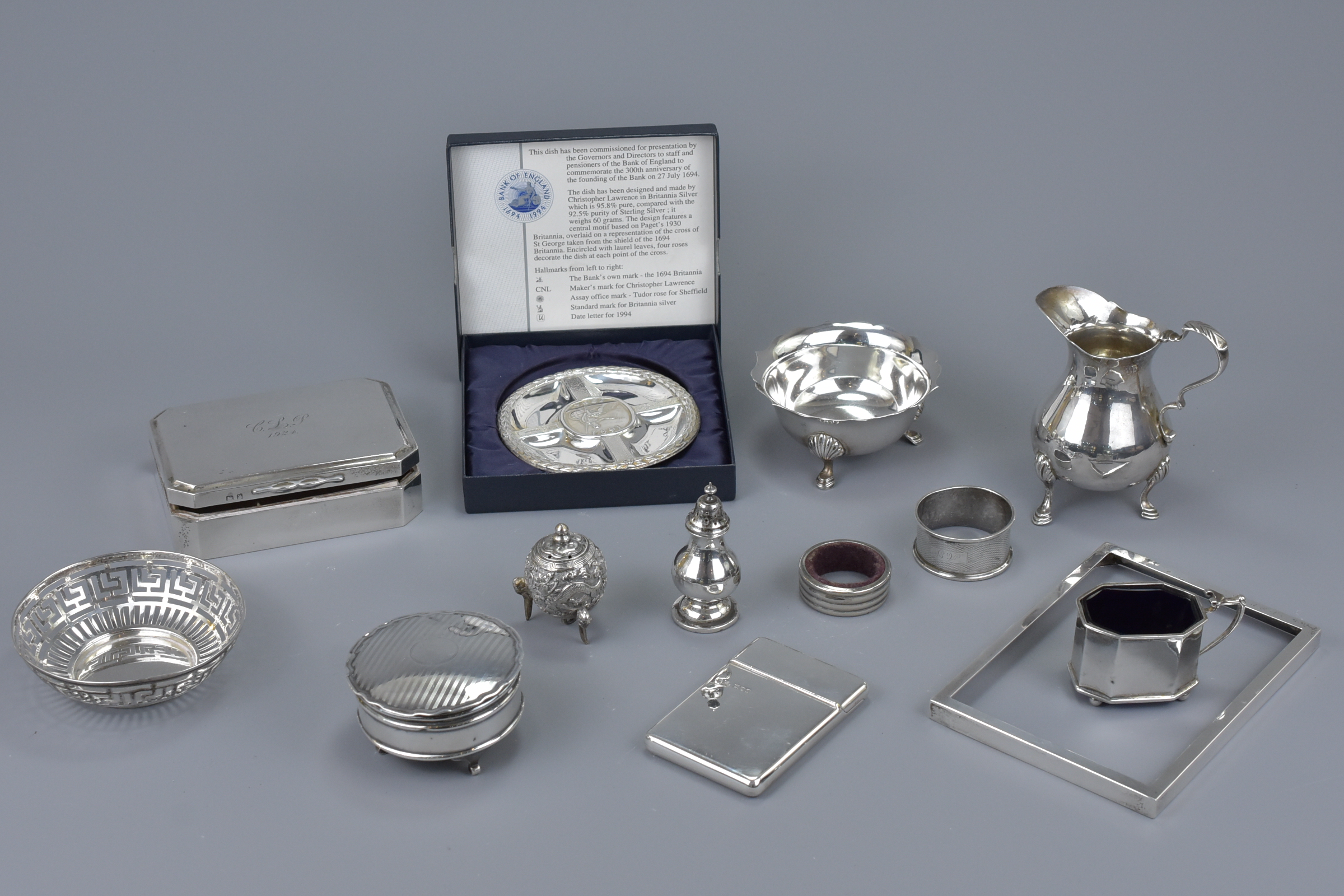 A group of silver hallmarked items