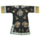 A Chinese 19th C. Qing Dynasty black ground robe l