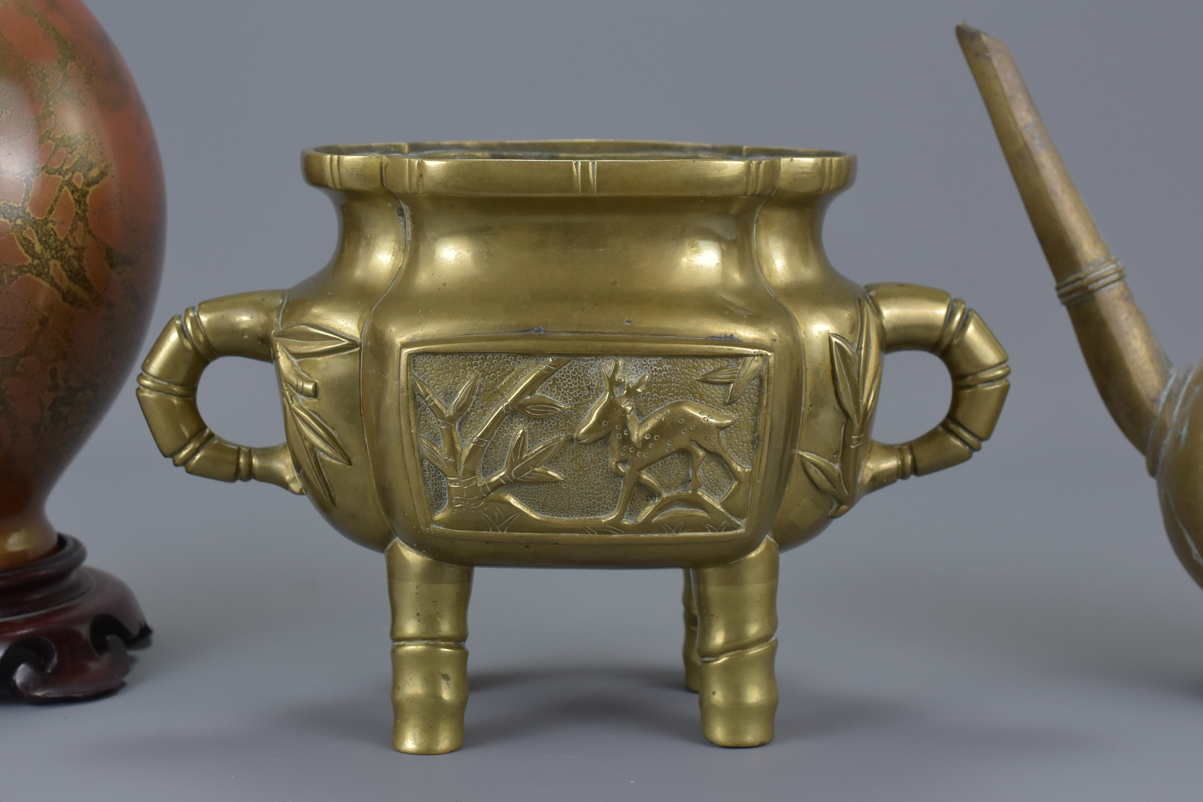 A Chinese polished bronze censer - Image 3 of 6