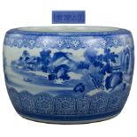 A large Japanese blue and white jardiniere