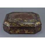 A Chinese 19th C. gilt and lacquer games box