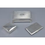 An English silver cigarette case together with two silver boxes