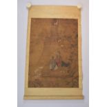 A Chinese watercolour on paper in scroll depicting Scholar figures