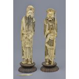 Two Japanese 19th C. carved ivory figures