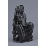 A Chinese carved soapstone figure of Immortal. 18cm tall