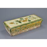 A large rectangular Chinese Liao Dynasty (907-1125) Green & Amber Glazed Pottery Pillow