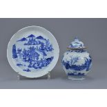 A Chinese 18th C. blue and white porcelain jar and cover