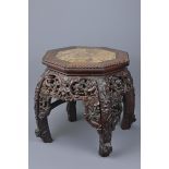 A Chinese 19th C. hardwood stand with marble top