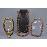 A group of five agate beaded necklaces