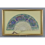 A 19th century framed export Chinese / Cantonese bovine bone paper fan