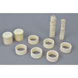 A set of six ivory napkin rings