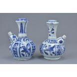 Two Chinese Ming dynasty blue and white porcelain Kendi