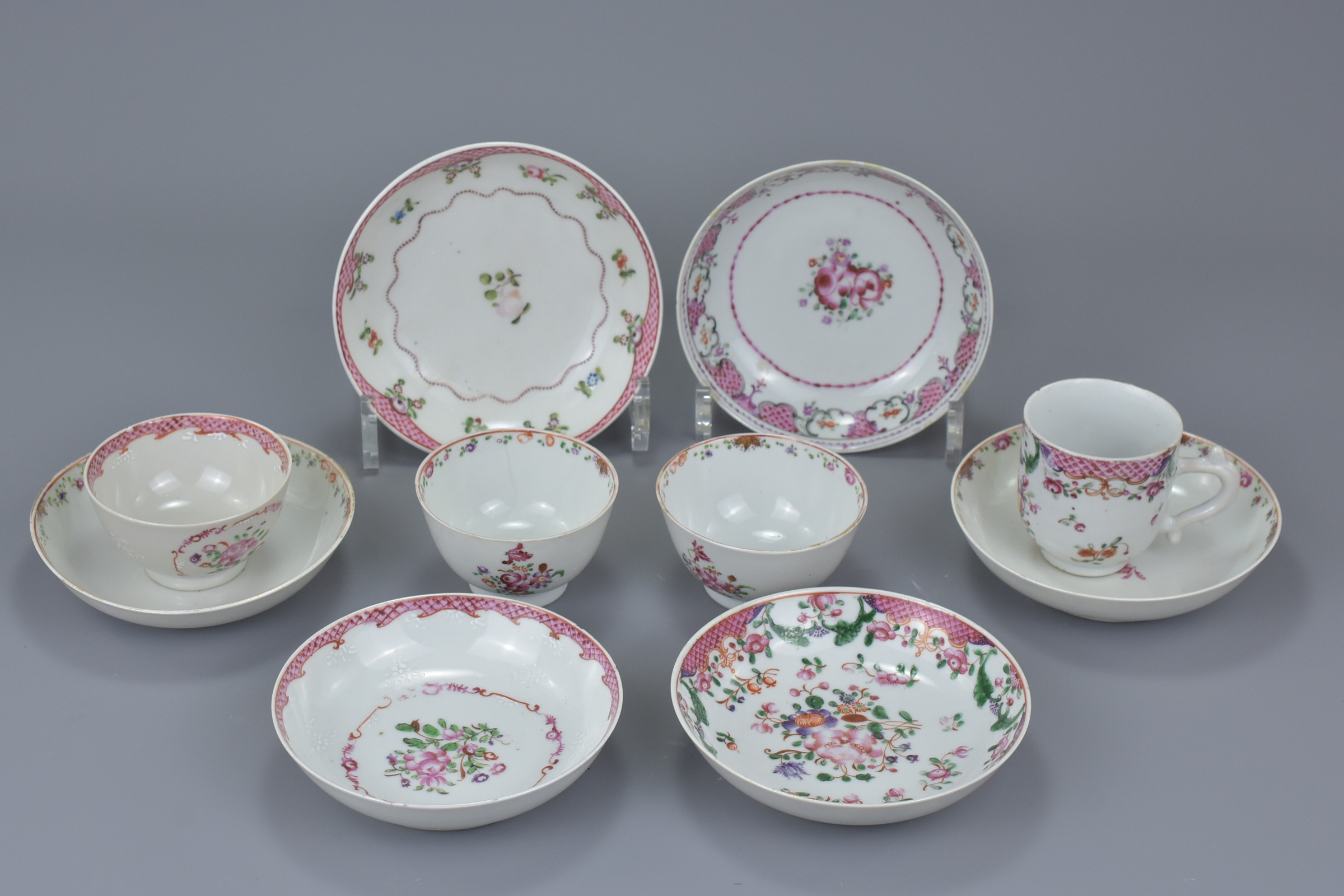 A group of ten Chinese 18th C. porcelain tea cups