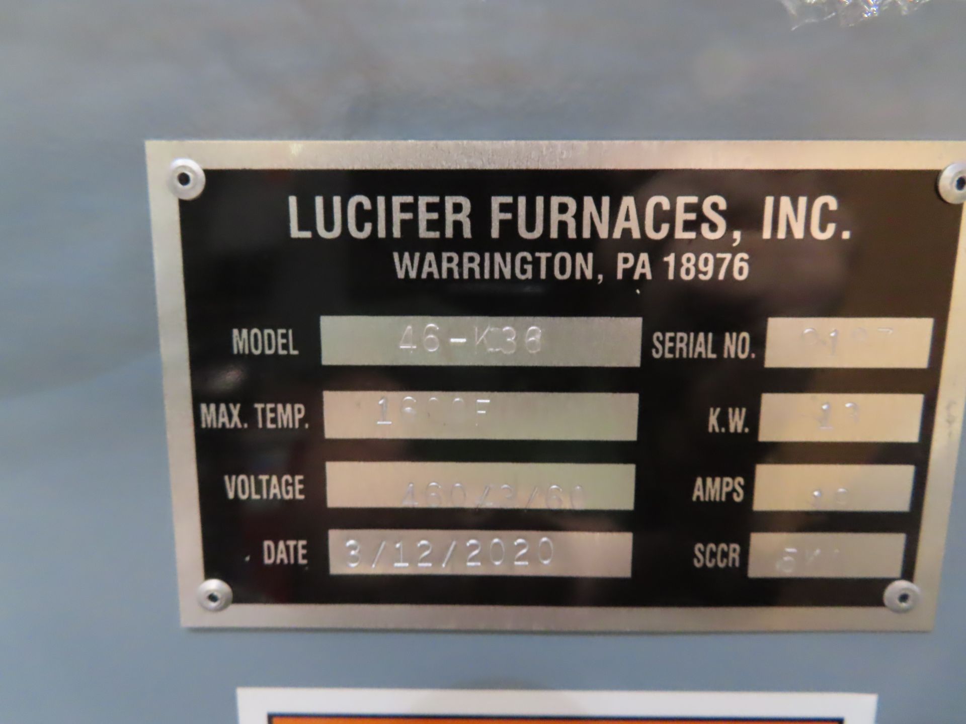 Brand New 2020 Lucifer Heavy Duty Recirculating Chamber, S/N 9187, Max Temp 1600 Degrees - Image 5 of 5