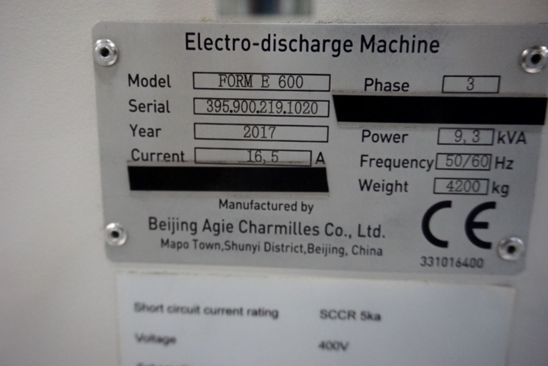 2017, AgieCharmilles Form E600 CNC Die Sinking EDM, Charmilles GF EDM Form XO Control - Image 8 of 9