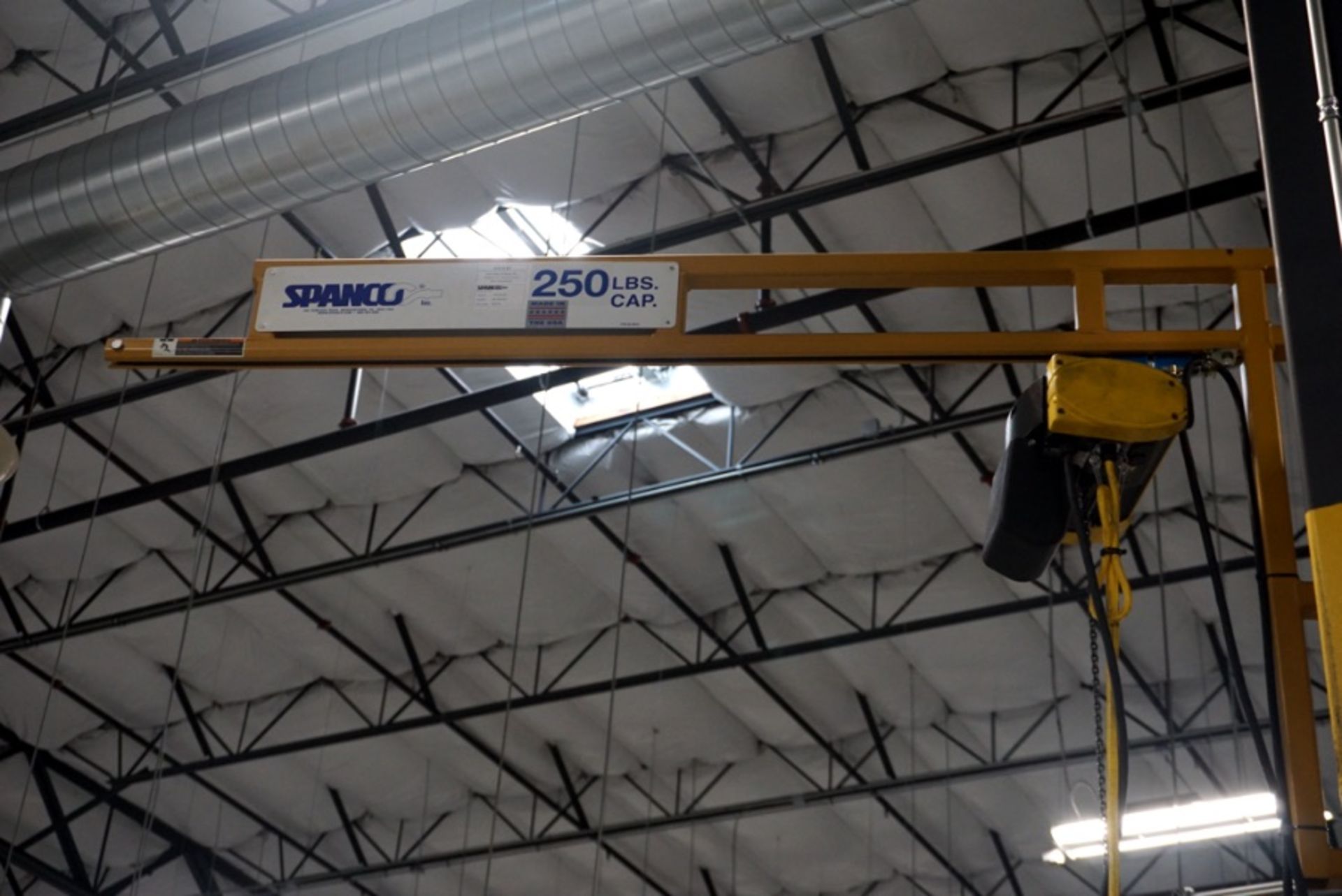 Spanco 250 Cap. Floot Mount JIB Crane, Approx 8' Arm, R&M 1/8 Ton Electric Chain Hoist, Pendant Ctrl - Image 2 of 3