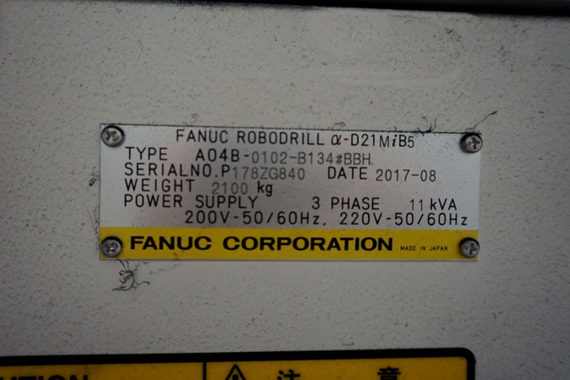 2017, Fanuc RoboDrill A-D21MIB5 Model A04B-6102-B134-BBH, Fanuc Series 31i-MB5 Control, 5949 Hours - Image 8 of 8