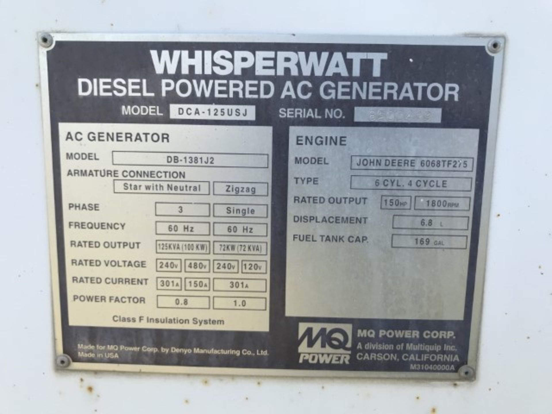 Trailer Mount A Generator MQ power DCA 125 US J 8500499 146 125kw Generator - Image 3 of 9