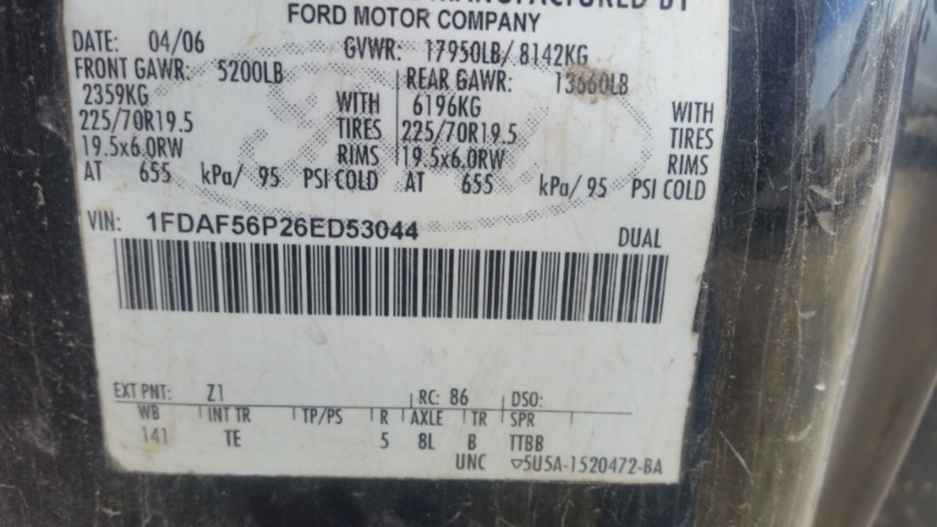 2006 Ford F-550 Service Trucn VIN: 1FDAF56P26ED53044 Odometer States: 27043 - Image 7 of 7