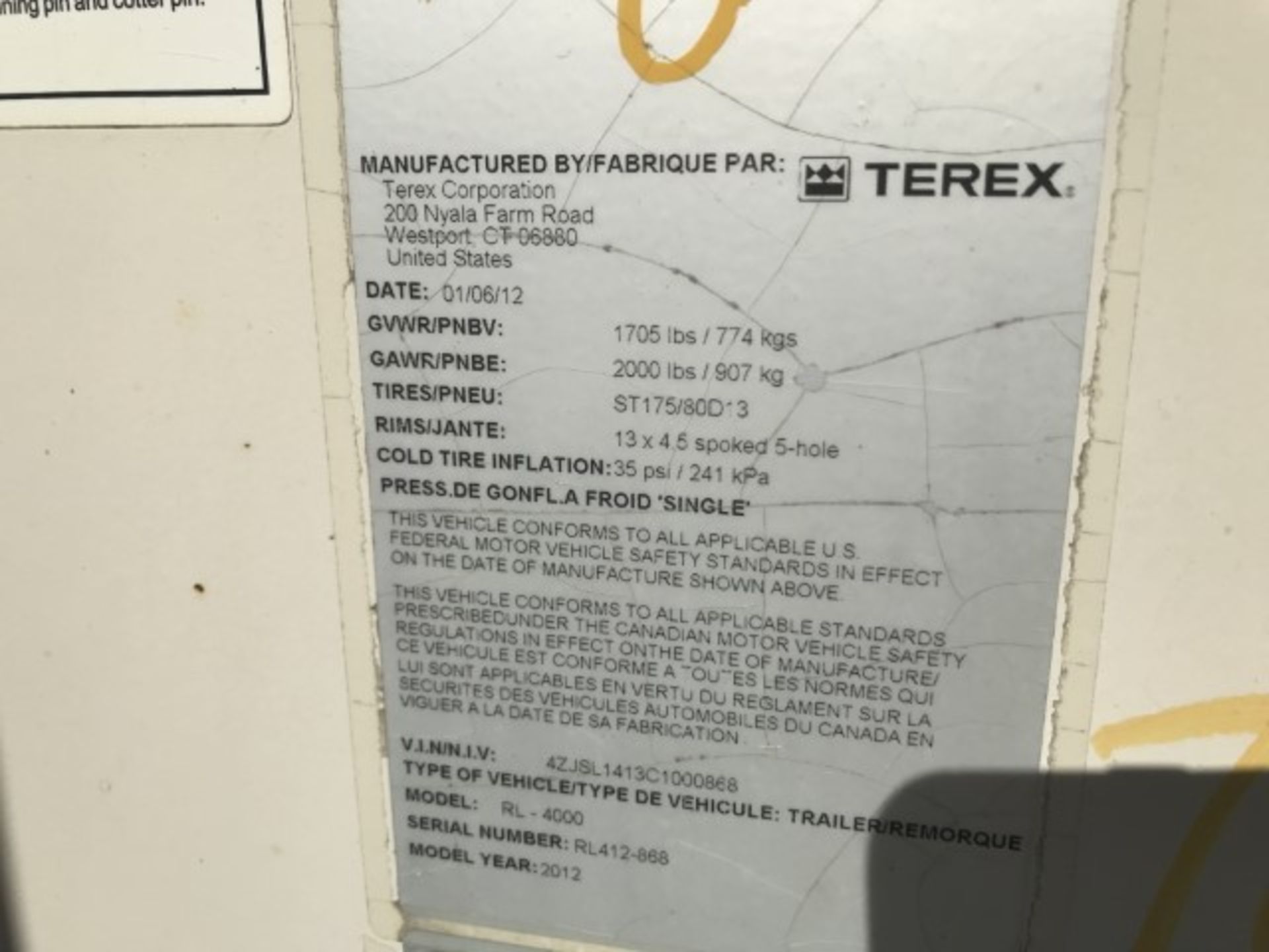 White Plant/generator 2012 Terex RL 4000 4ZJSL1413C1000868 6562 Terex Light - Image 6 of 6