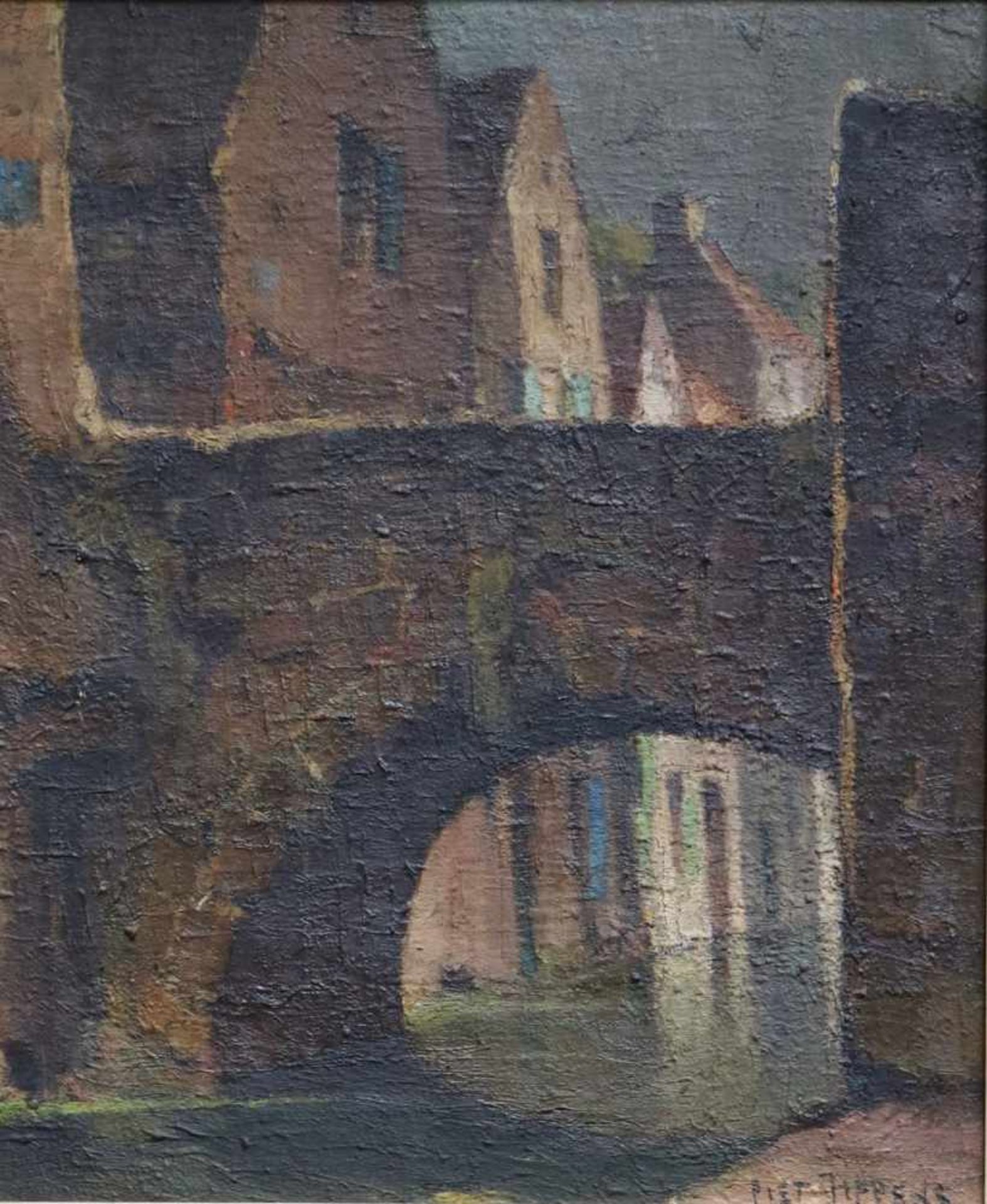 Piet LIPPENS (1890-1981)Oil on canvas Row of houses on the water50 x 60 cm