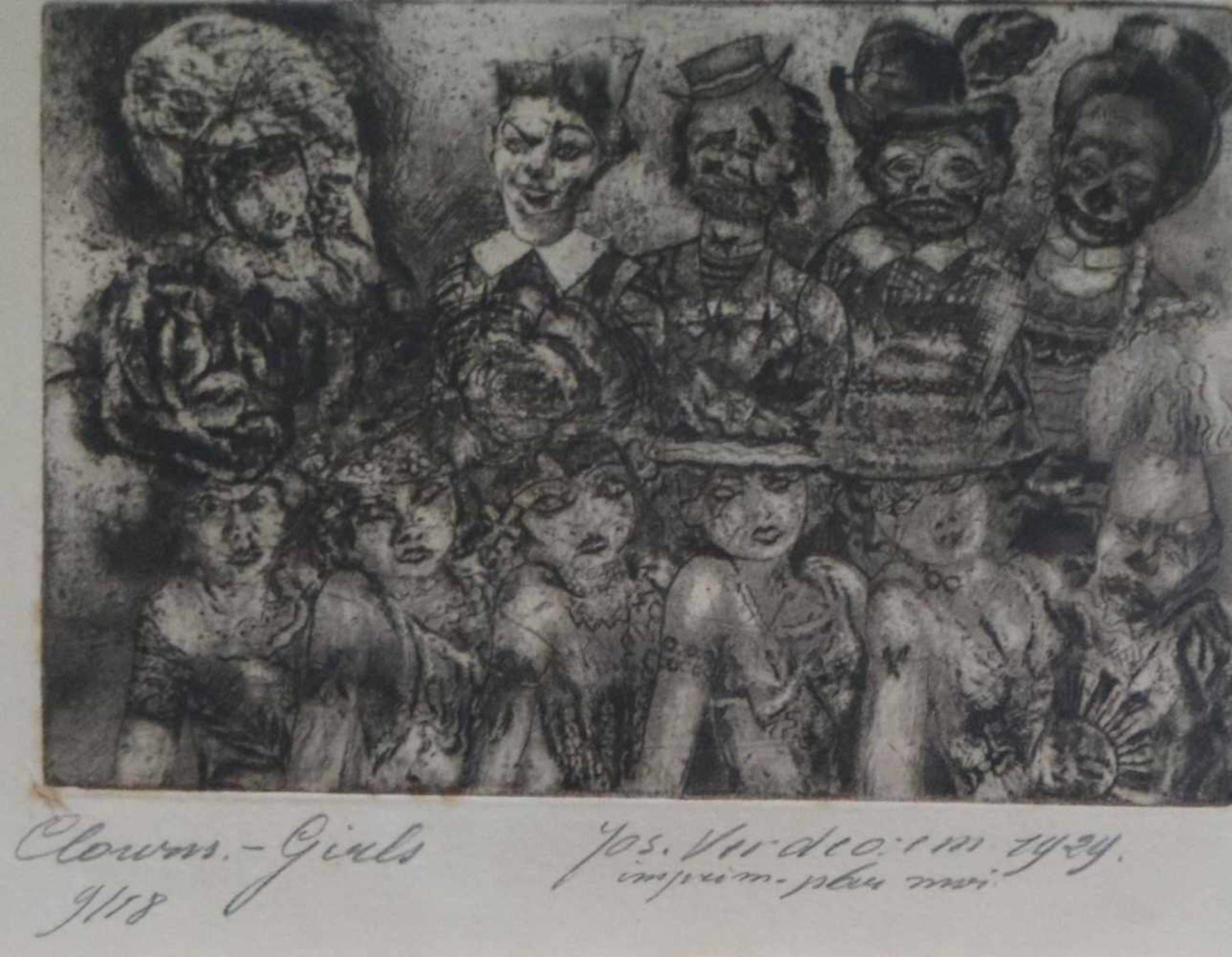 Joseph VERDEGEM (1897-1957)Etching Clown - Girls 19298 x 13 cm
