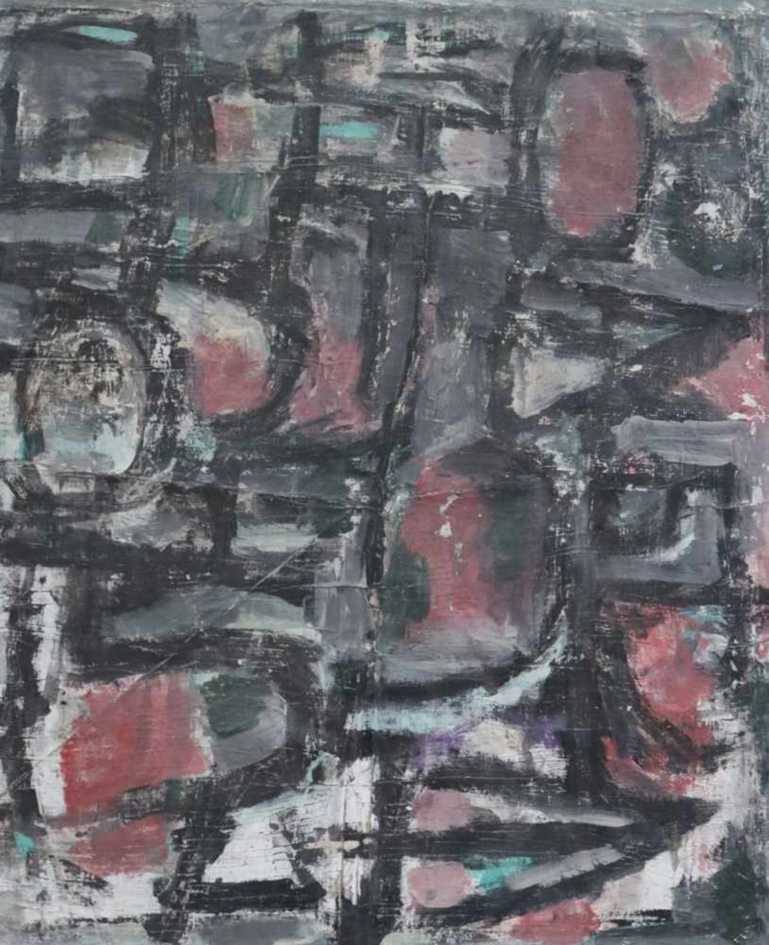 Jan SCHOONHOVEN (1914-1994)Oil on paper 'Dark composition' Signed and dated 2 Nov. '7448 x 59 cm