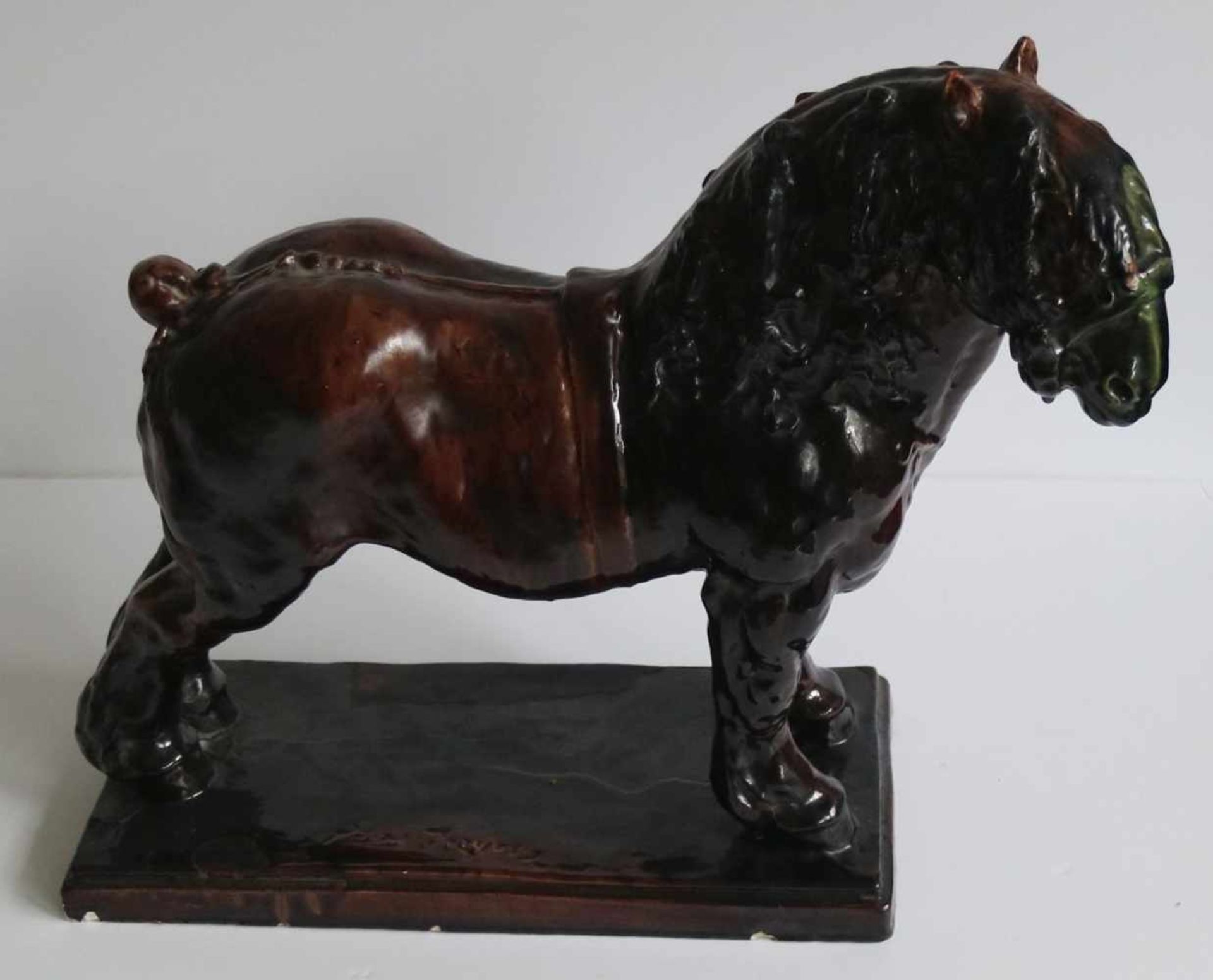 Domien INGELS (1881-1946)Ceramics Brabant draft horse CrackH 38 W 42 cm