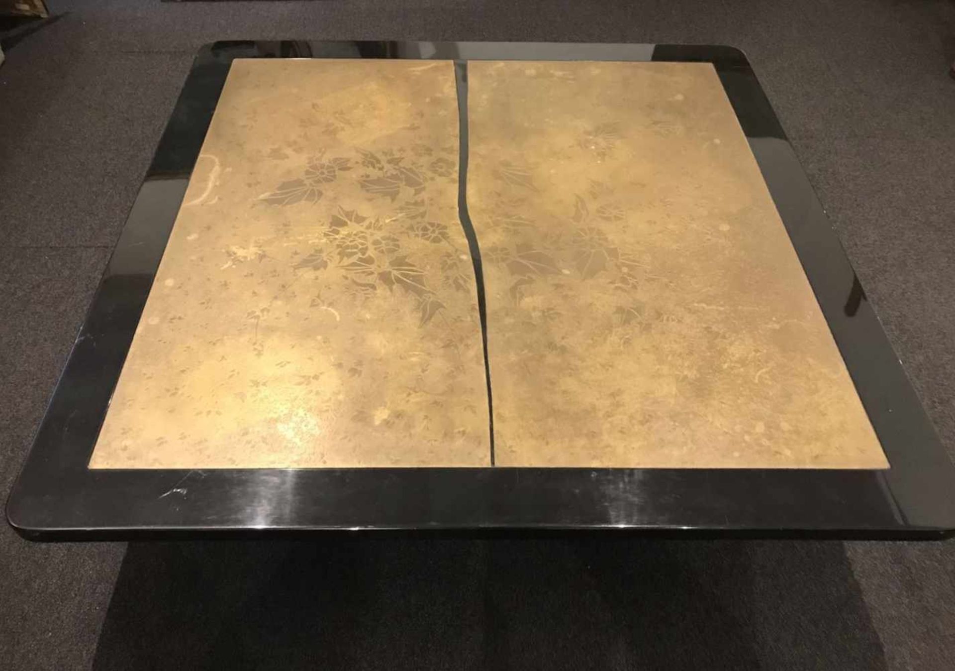 Coffee table with engraved bronze topCoffee table with engraved bronze topL 140 H 39 cm