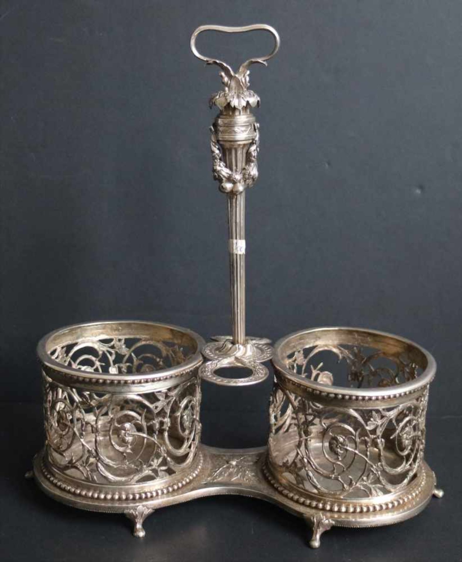 Ghent silver oil and vinegar holder 18th centuryDamagedW 25,5 H 28 cm