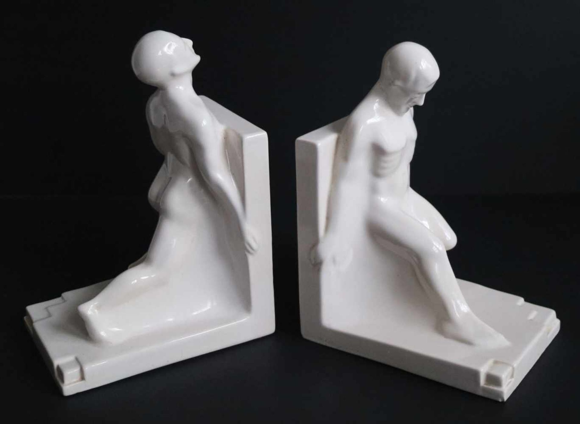 Couple Art Deco bookendsCeramics Naked menH 28 W 20 cm