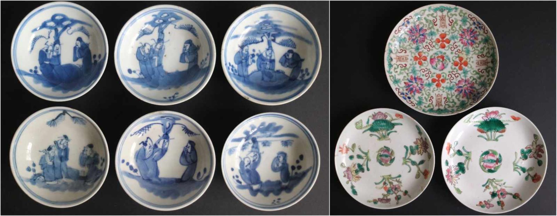 Lot of Chinese porcelainBlue Whitedia 8, 16, 5, 17, 5 and 18, 5 cm