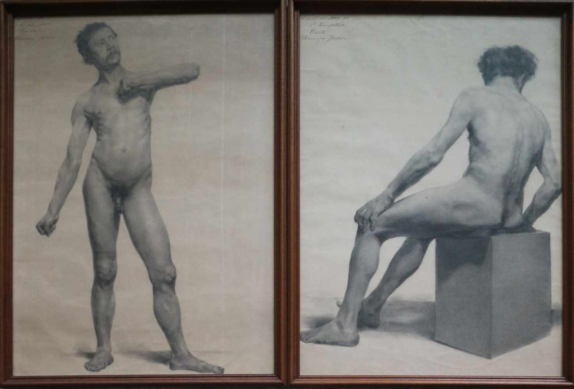 Pharasyn JordanPencil drawing (2) Male nude studies 19th century47 x 65 cm