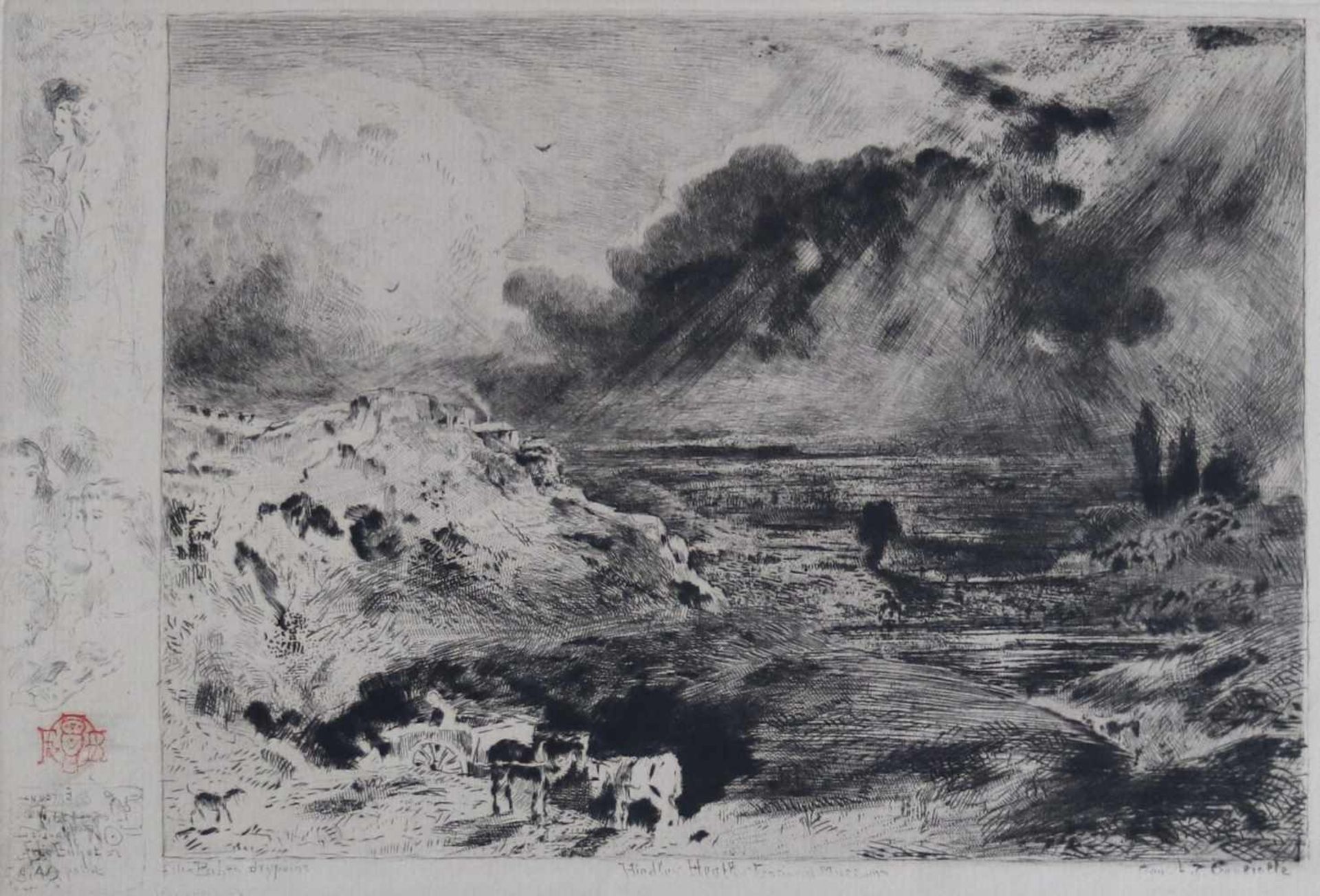 Félix BUHOT (1847-1898)Etching L'orage, souvenir d'un tableau de Constable 2/3 Signed in the