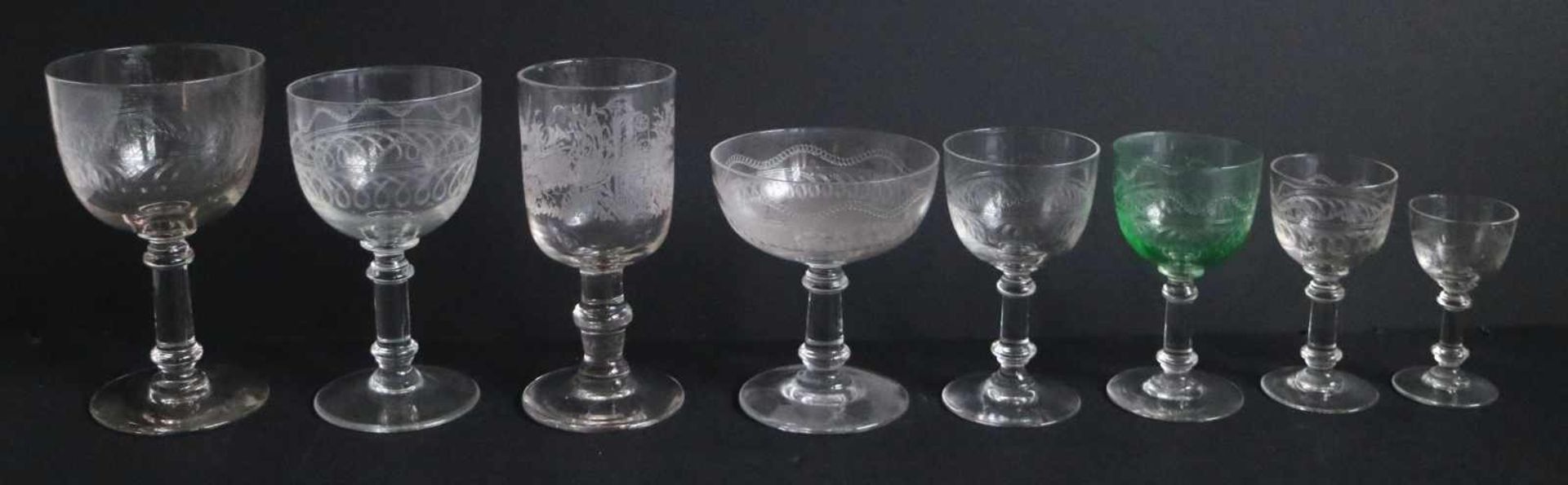Lot of crystal engraved glasses80 pieces