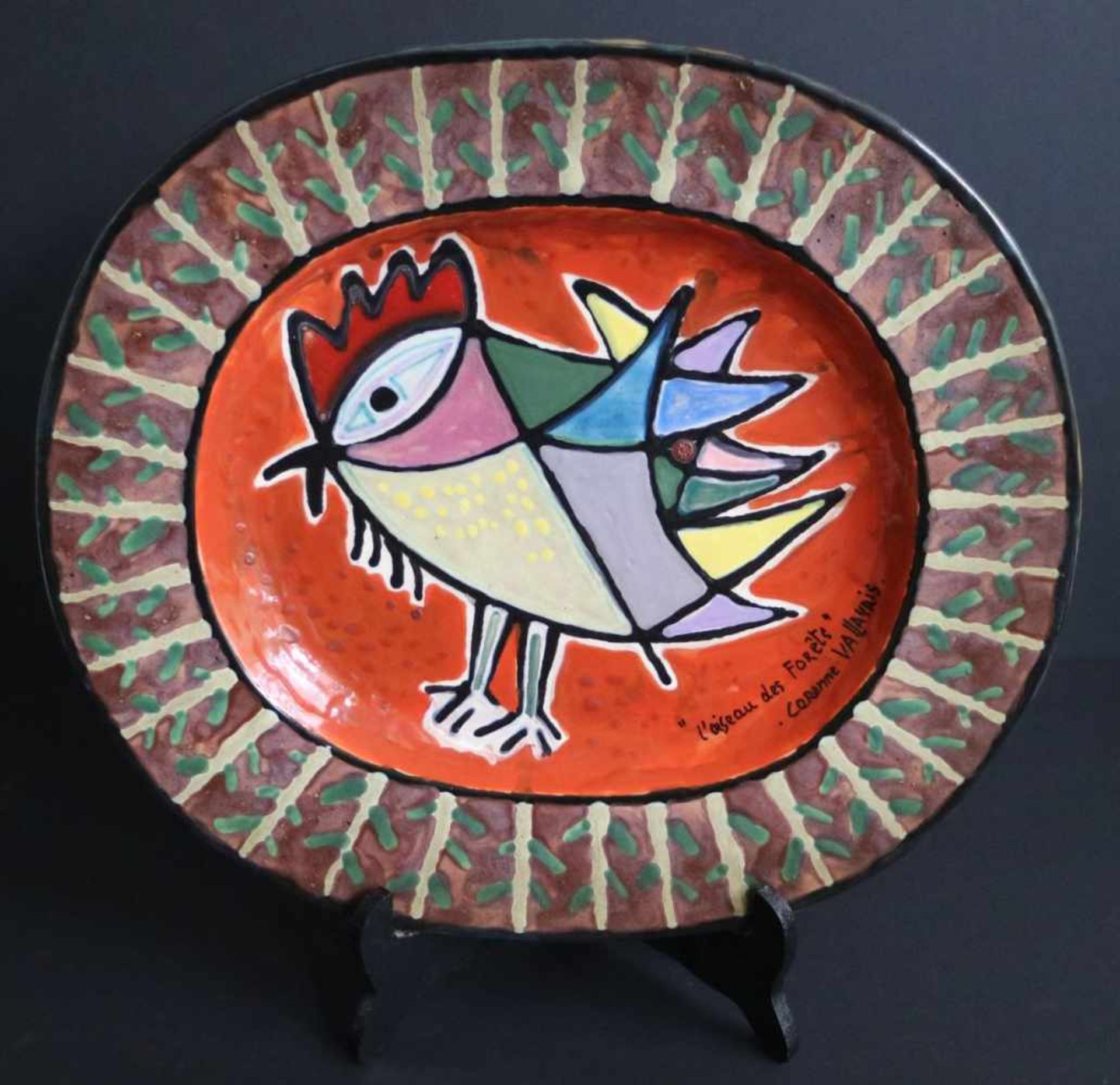 Vallauris CerenneCeramic plate L'oiseau des forêts38 x 34 cm